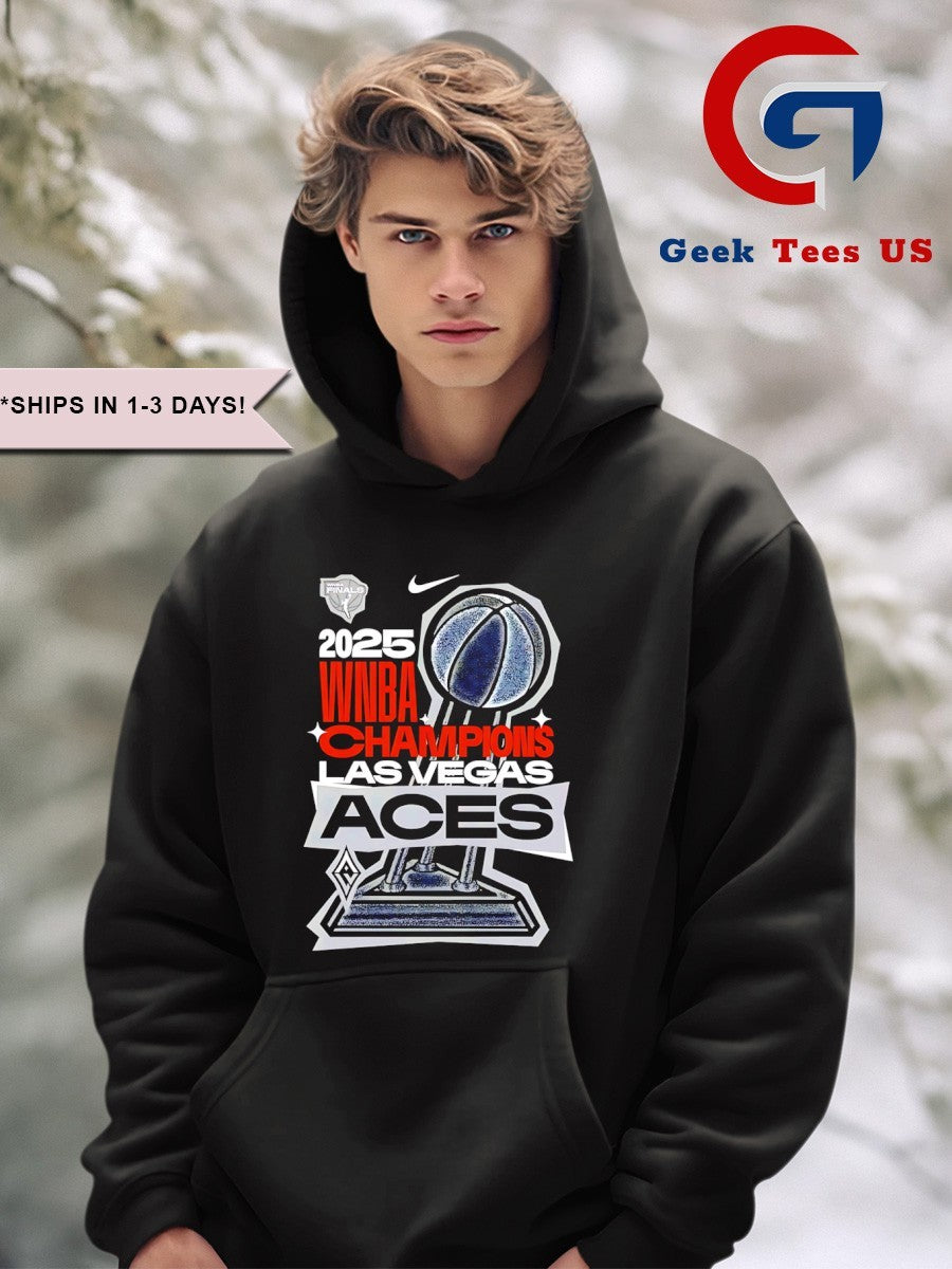 Las Vegas Aces basketball 2025 WNBA Champions three of a kind trophy shirt