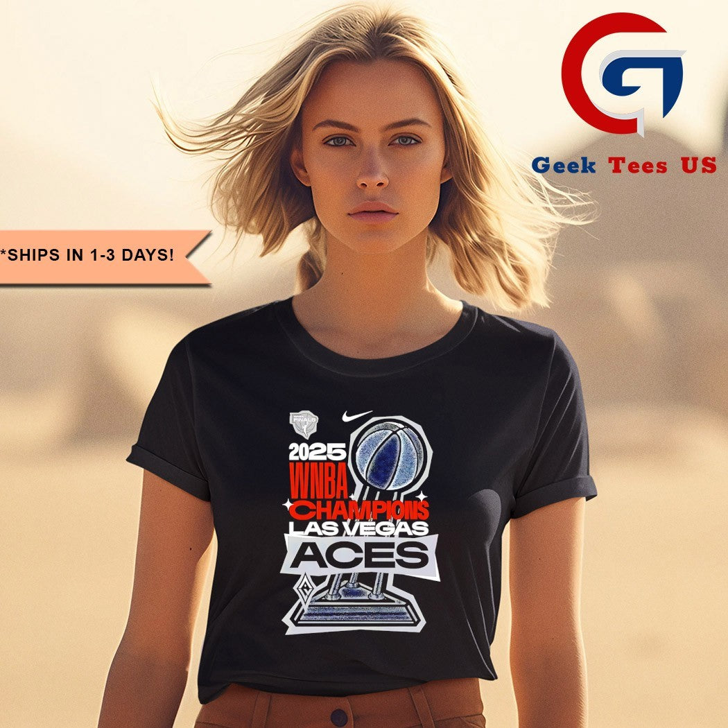 Las Vegas Aces basketball 2025 WNBA Champions three of a kind trophy shirt