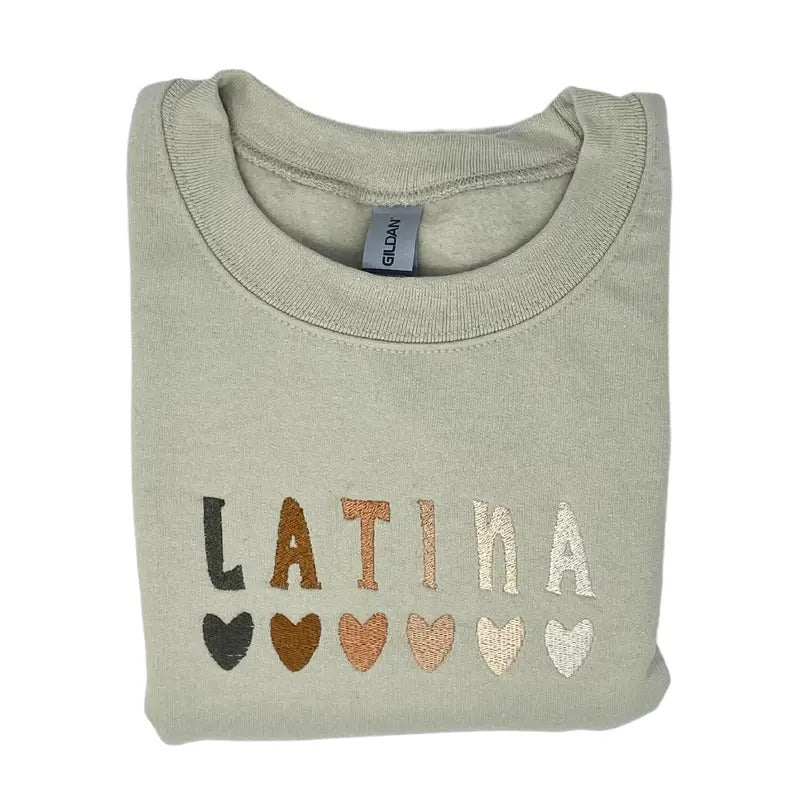 Latina Hearts Embroidered Sweatshirt T-Shirts, Hoodie | DripVista.com