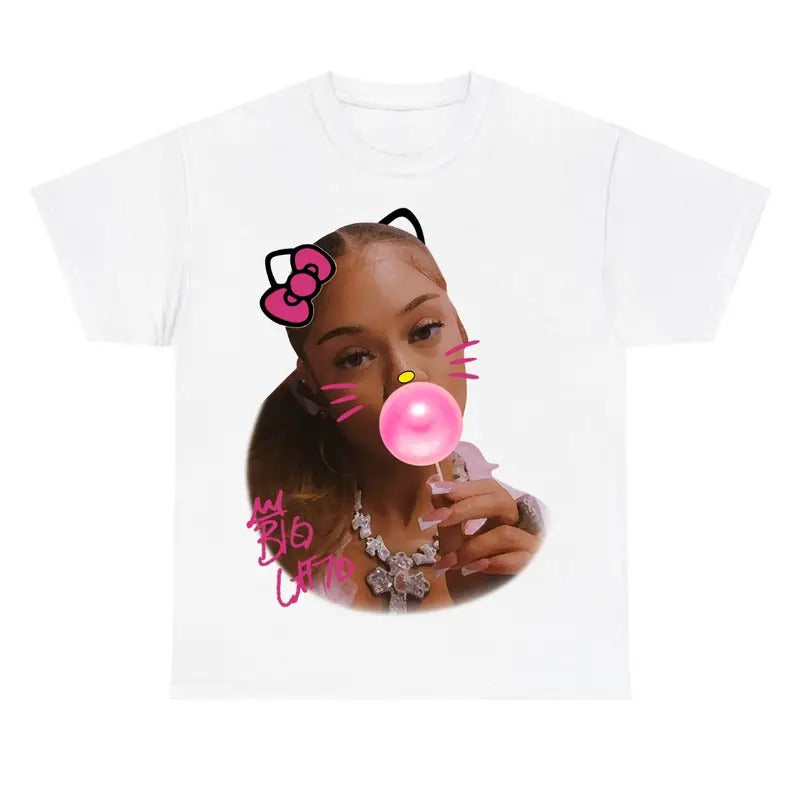 Lattoo Kittyy Bubble Gum Shirt Cotton Fabric Hoodie, Sweatshirt | DripVista.com