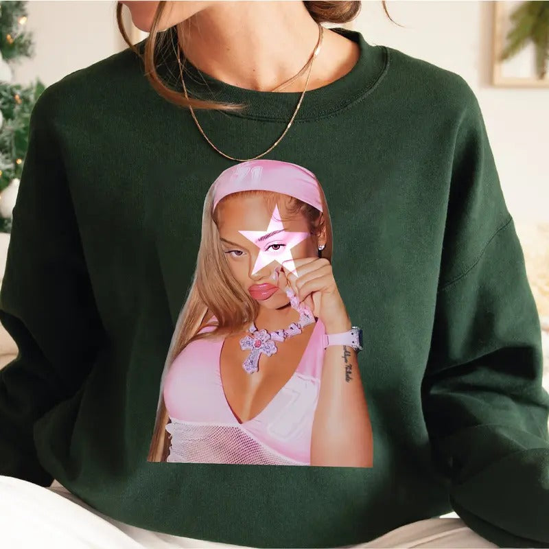 Lattooo Pink Star Big Face Sweatshirt for a Bold and Vibrant Streetwear Look T-Shirts, Hoodie | DripVista.com