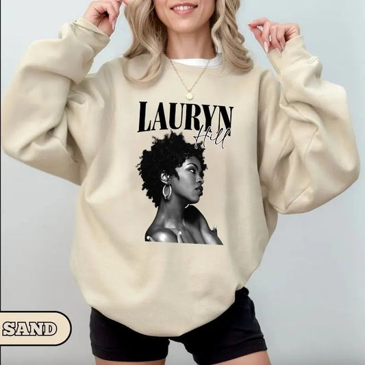Lauryn 90s Graphic Sweatshirt, Singer Lauryn concert 2024 Crewneck Sweater Unisex Collar Comfort