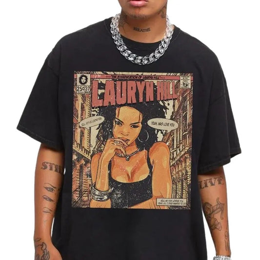 Lauryn Hill Comic Shirt, Lauryn Hill Rap Tee, The Score Album Vintage Fugees Graphic Tee Rap Unisex Gift for Fans