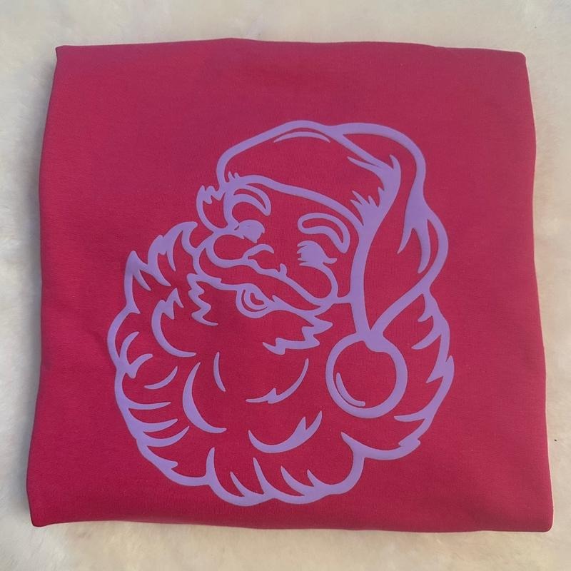 Lavender Puff Santa Claus Crewneck Sweatshirt T-Shirts, Hoodie | DripVista.com