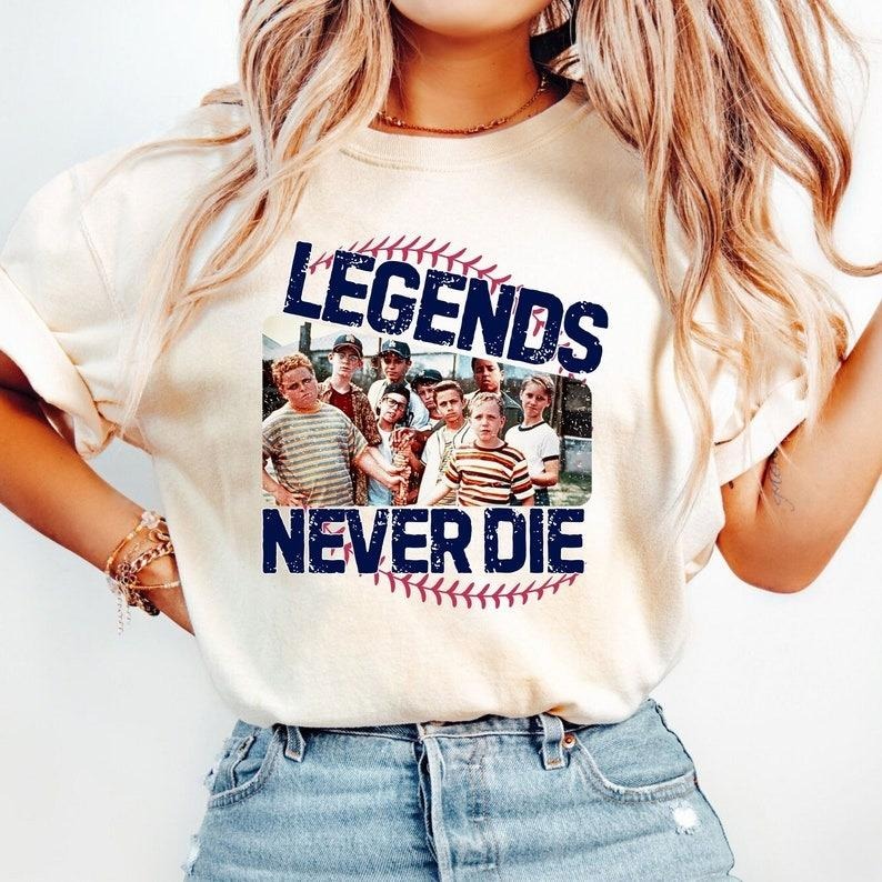 Legends Never Die Shirt, 1990s Sandlot Legends Never Die Shirt, Gameday Tee, Trendy Baseball Shirt, Retro Baseball Lover Gift, Baseball Mom Tee
