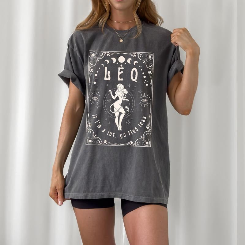 Leo Zodiac Leo T-Shirt Tarot Shirt Leo Gifts Tarot Card Shirt Celestial Shirt Astrology Shirt Mystical Shirt Big Leo...