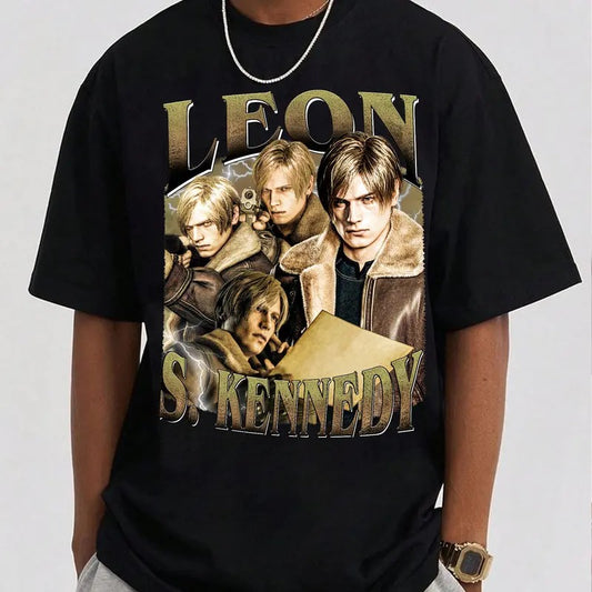 Leon Scott Kennedy Vintage T-Shirt, Leon S.Kennedy Resident Evil Shirt, Gift For Gaming Lovers Casual Clothing Fabric Menswear Sweatshirts