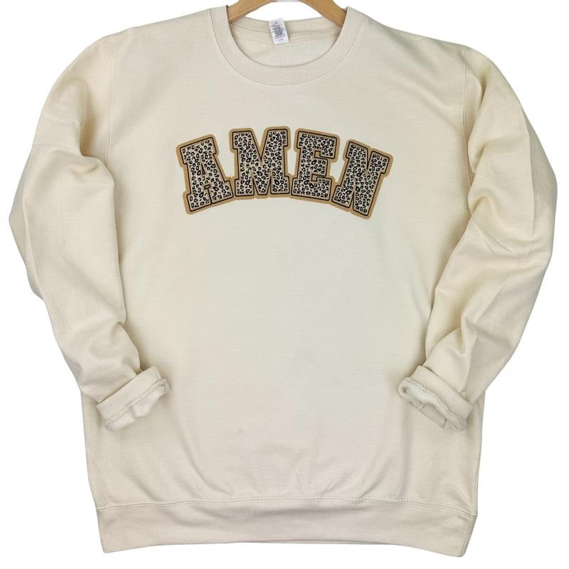 Leopard AMEN Chenille Patch Sweatshirt T-Shirts, Hoodie | DripVista.com