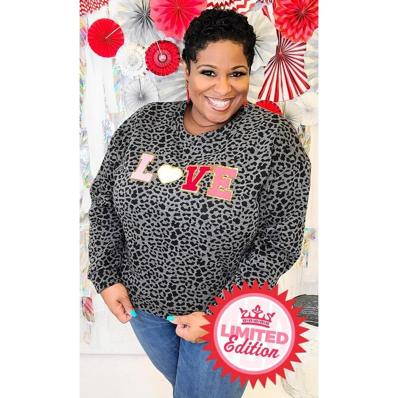 Leopard Big Heart Love Ideal Chenille Sweatshirt T-Shirts, Hoodie | DripVista.com