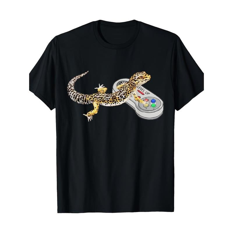 Leopard Gecko Playing Video Game Lizard &amp; Reptiles Gamers T-Shirt-220g made in usa Hoodie, Sweatshirt | DripVista.com