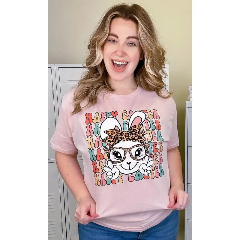 Leopard Happy Easter Bunny Graphic T-Shirt Hoodie, Sweatshirt | DripVista.com