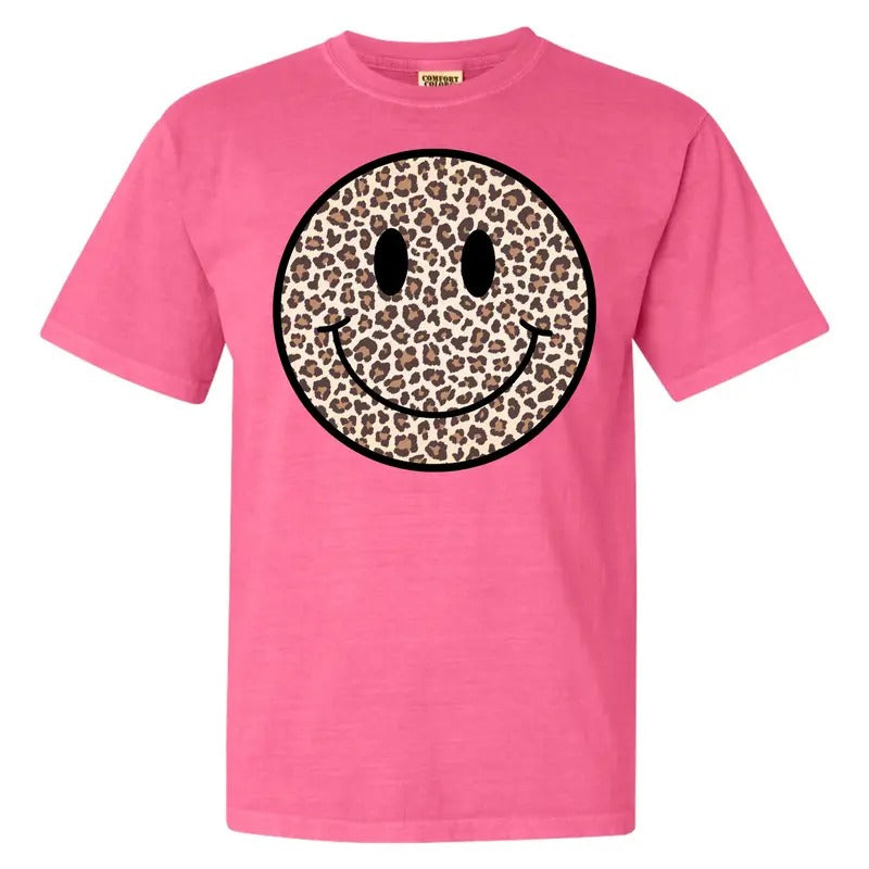 Leopard Happy Face Comfort Colors T-Shirt 'NLB' Hoodie, Sweatshirt | DripVista.com