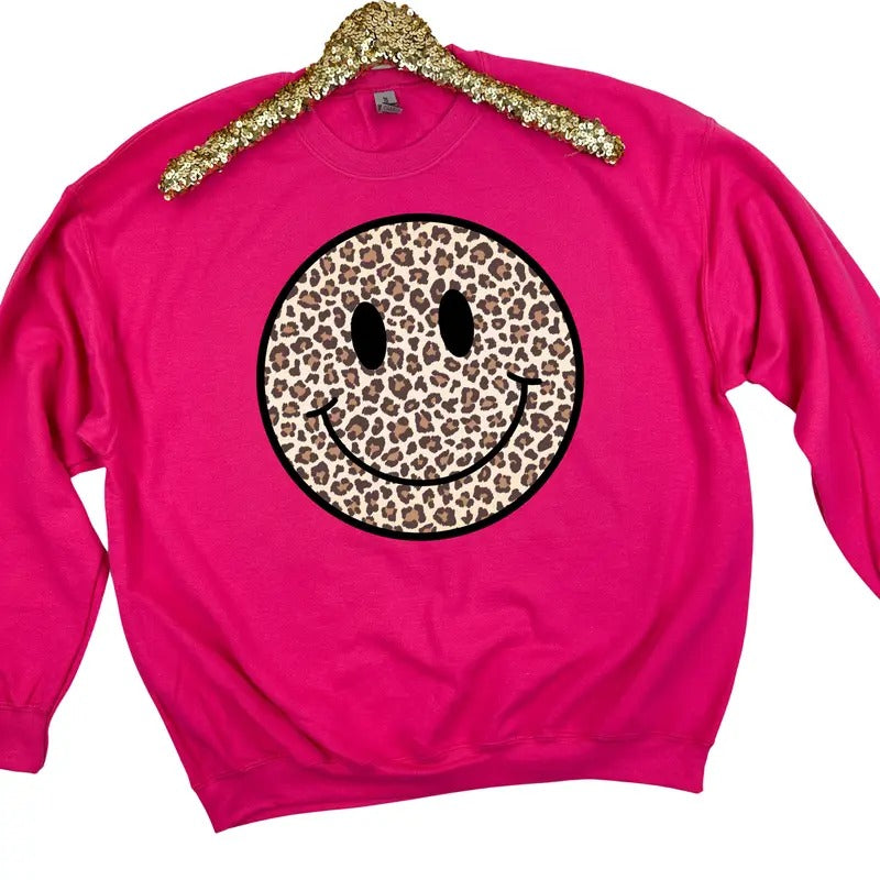 Leopard Happy Face Sweatshirt 'NLB' T-Shirts, Hoodie | DripVista.com