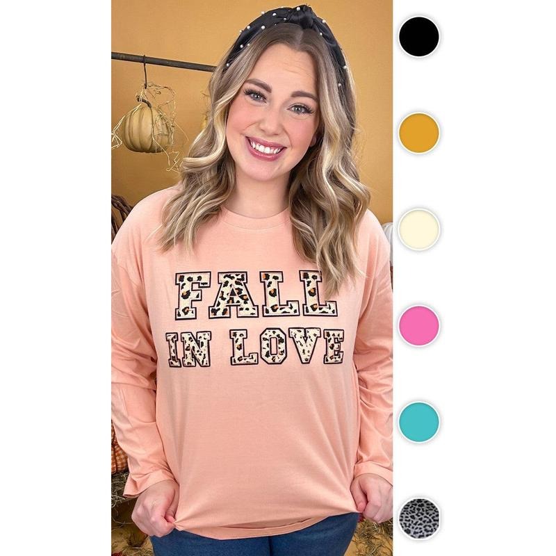 Leopard Ideal Chenille Fall in Love Graphic Boyfriend Long Sleeve T-Shirt Hoodie, Sweatshirt | DripVista.com