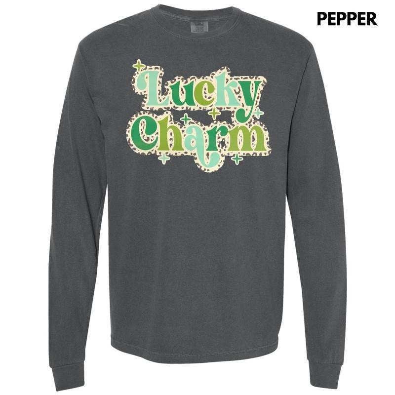 Leopard Lucky Charm Long Sleeve Comfort Colors T-Shirt Hoodie, Sweatshirt | DripVista.com