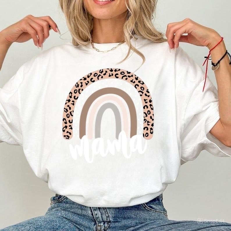 Leopard Rainbow Mama Shirt, Blessed Mama Shirt, Mom Shirt, Mother_s Day Gift, Hoodie, Sweatshirt | DripVista.com