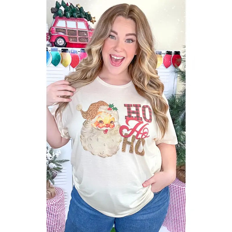 Leopard Santa Ho Ho Ho Graphic T-Shirt Hoodie, Sweatshirt | DripVista.com