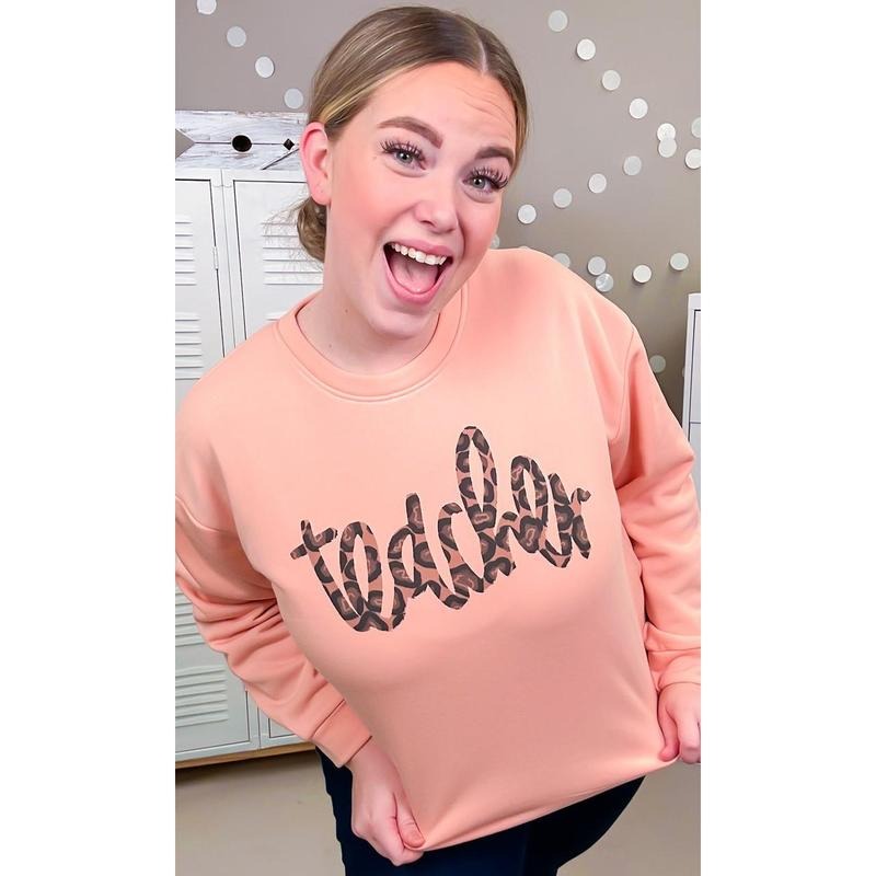 Leopard Script Teacher Graphic Sweatshirt T-Shirts, Hoodie | DripVista.com