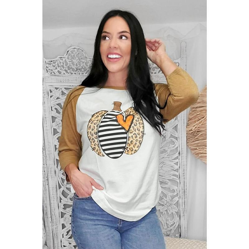 Leopard Stripe Pumpkin Raglan T-Shirts, Hoodie, Sweatshirt | DripVista.com