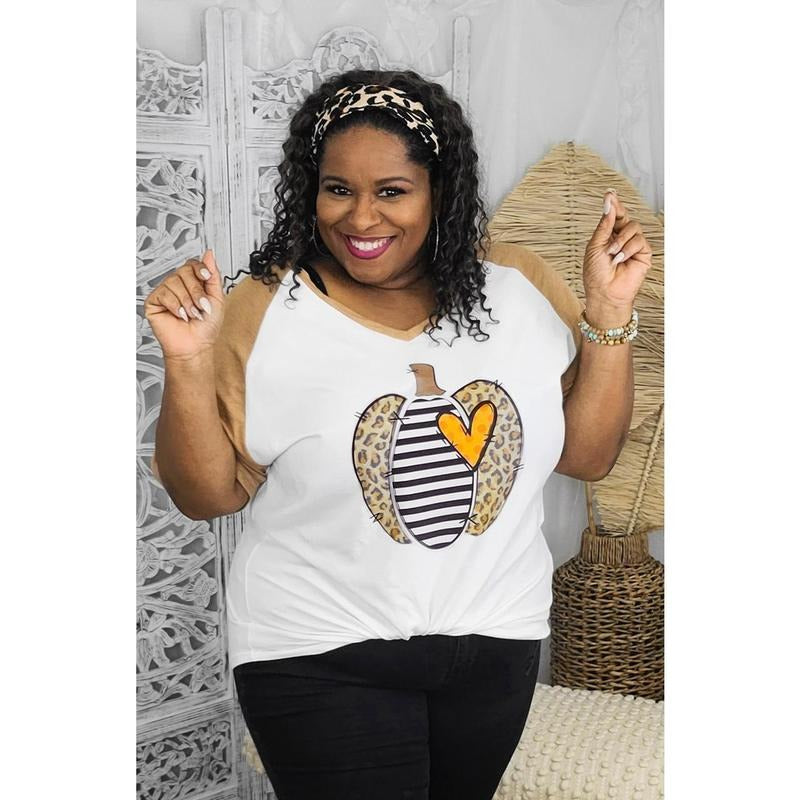 Leopard Stripe Pumpkin V-Neck T-Shirts, Hoodie, Sweatshirt | DripVista.com