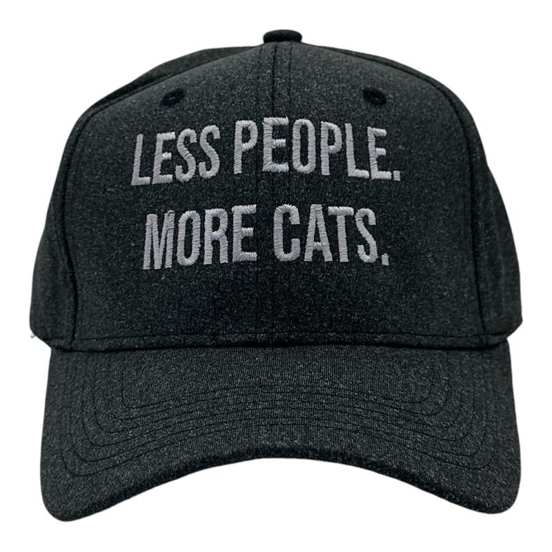 Less People More Cats Hat Funny Sarcastic Kitten Lovers Cap Funny Hats Introvert  Funny Cat  Novelty Caps for Men Black -...