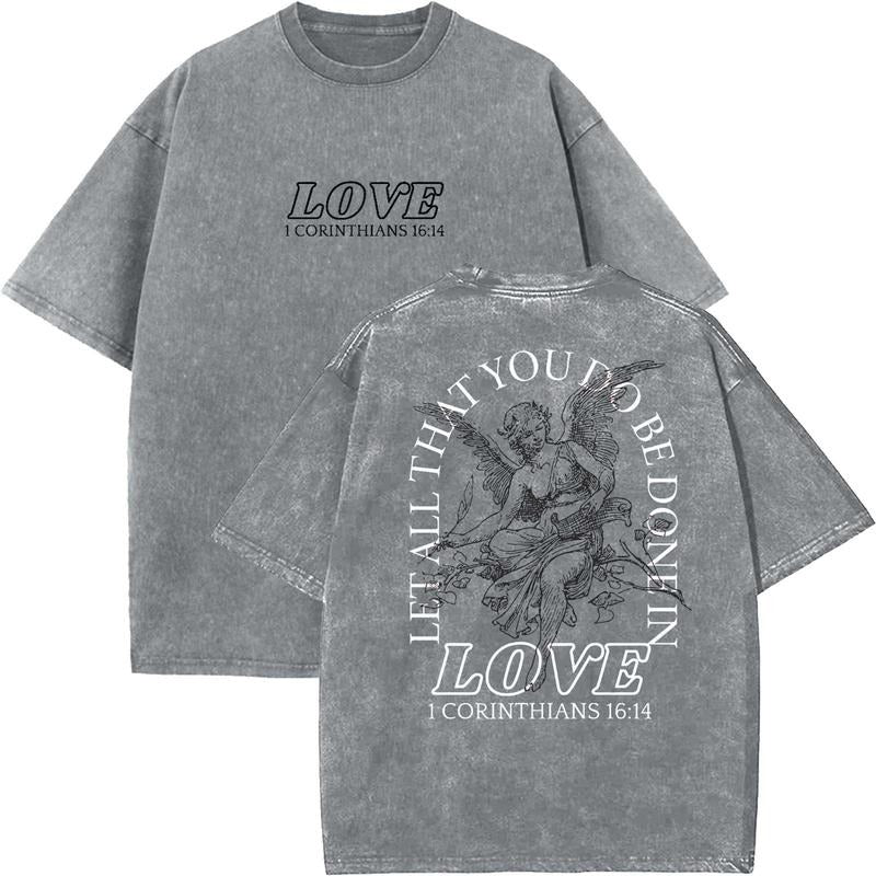 Let All That You Do Be Done In Love Unisex Washed T-Shirt, Christian t shirts, Vintage 90s Graphic Tee, Gift Top...