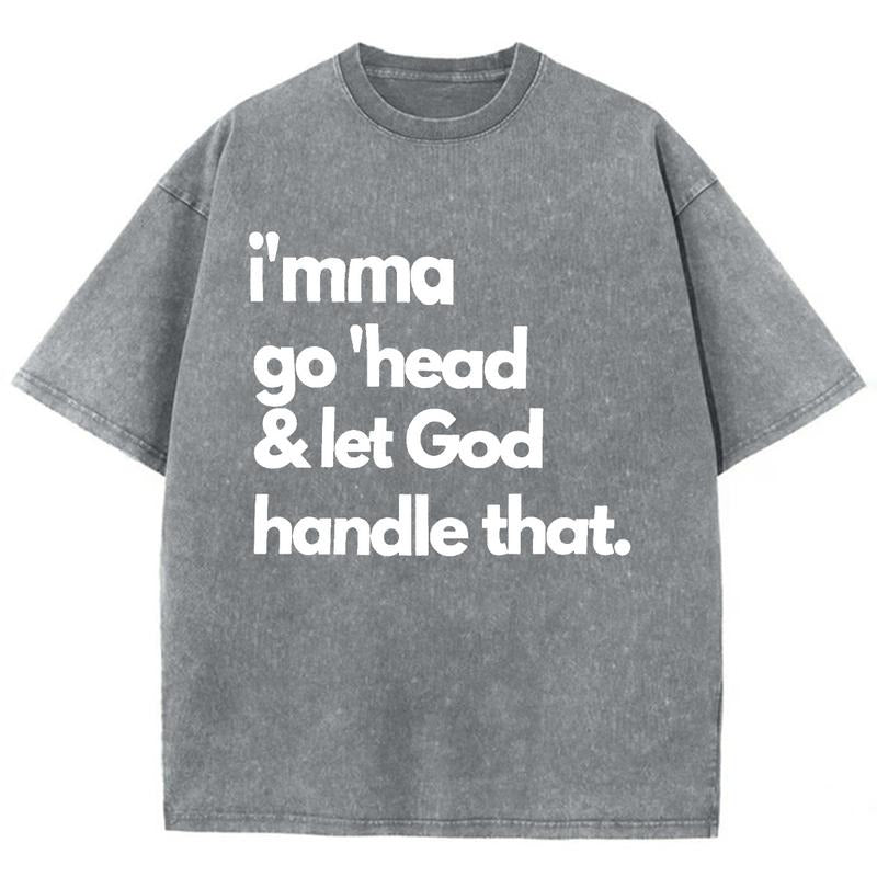 Let God Handle That Unisex Washed T-Shirt, Christian Jesus  t shirts, Vintage 90s Graphic Tee Gift Cotton Mineral color...