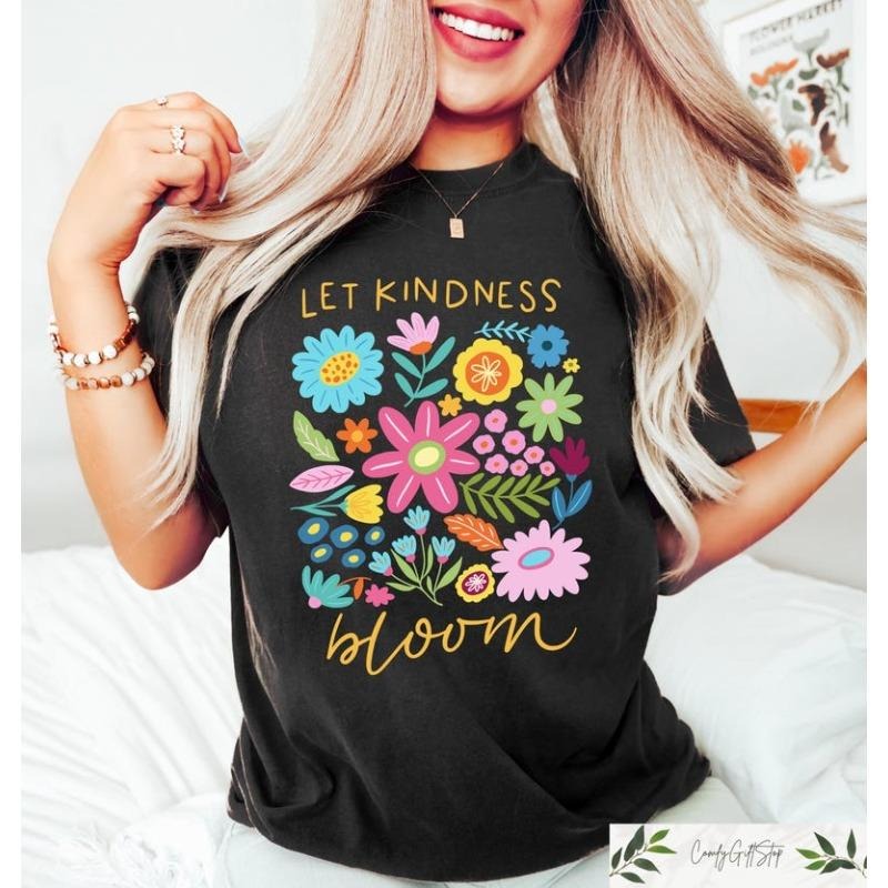 Let Kindness Bloom T-Shirt, Be Cool Be Kind Retro Flower Shirt, Be Cool Sweatshirt, Inspiration Women Sweater, TNF Floral...