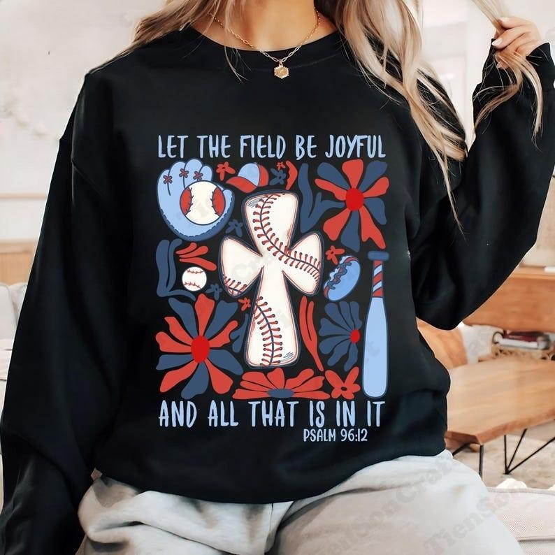 Let The Field Be Joyful Tshirt, Boho Baseball Shirt, Baseball Tee, Christian Tees, Bible Verse ,Boho Christian T-Shirt,...