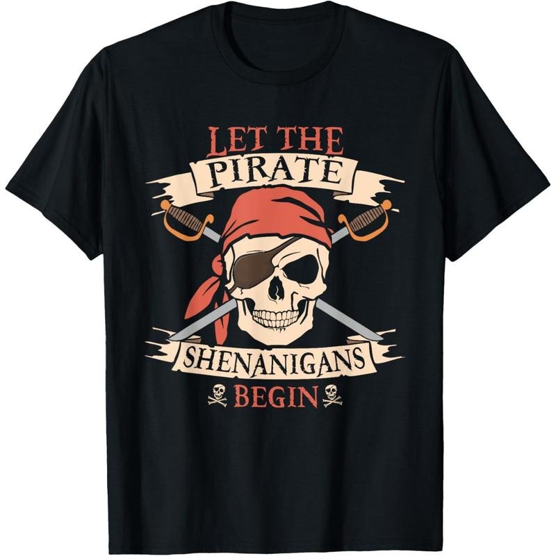 Let The Pirate Shenanigans Begin Halloween Skull Bandana Boy T-Shirt made in usa Hoodie, Sweatshirt | DripVista.com