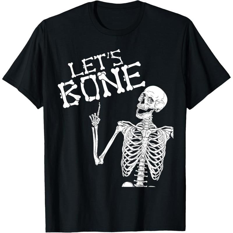 Let's Bone Skeleton Funny Halloween Costume Shirt For Adults T-Shirt made in usa Hoodie, Sweatshirt | DripVista.com