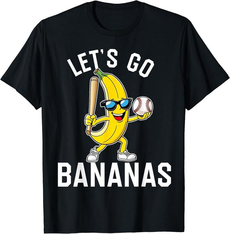 Let's Go Bananas Funny Banana T-Shirt | Unisex Cotton Tee Gift, Crewneck, Short Sleeve Hoodie, Sweatshirt | DripVista.com