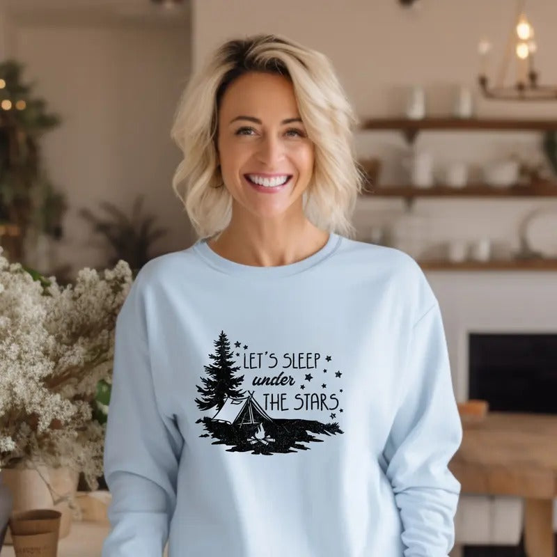 Let's Sleep Under the Stars Crewneck Sweatshirt Casual Comfortable T-Shirts, Hoodie | DripVista.com