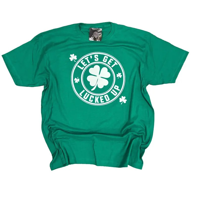 Lets Get Lucked Up St. Patty's Day Irish Green Graphic tshirt womenswear cute shirts Hoodie, Sweatshirt | DripVista.com