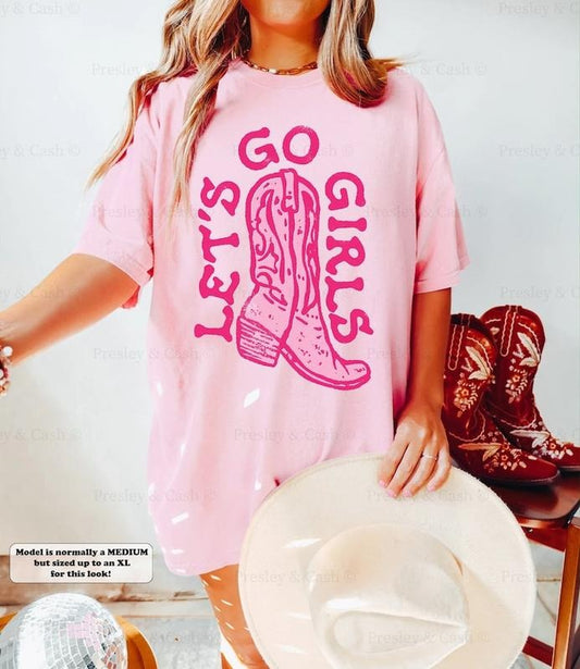 Lets Go Girls Shirt Shirt Vintage Nashville Shirt Oversized Country Music Tee Western TShirt Dress Cowgirl Bachelorette Shirt