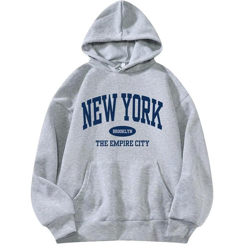 Letter Print Hoodies Drawstring Long Sleeve Pocket Casual Pullover Sweatshirt Womenswear FOG T-Shirts | DripVista.com