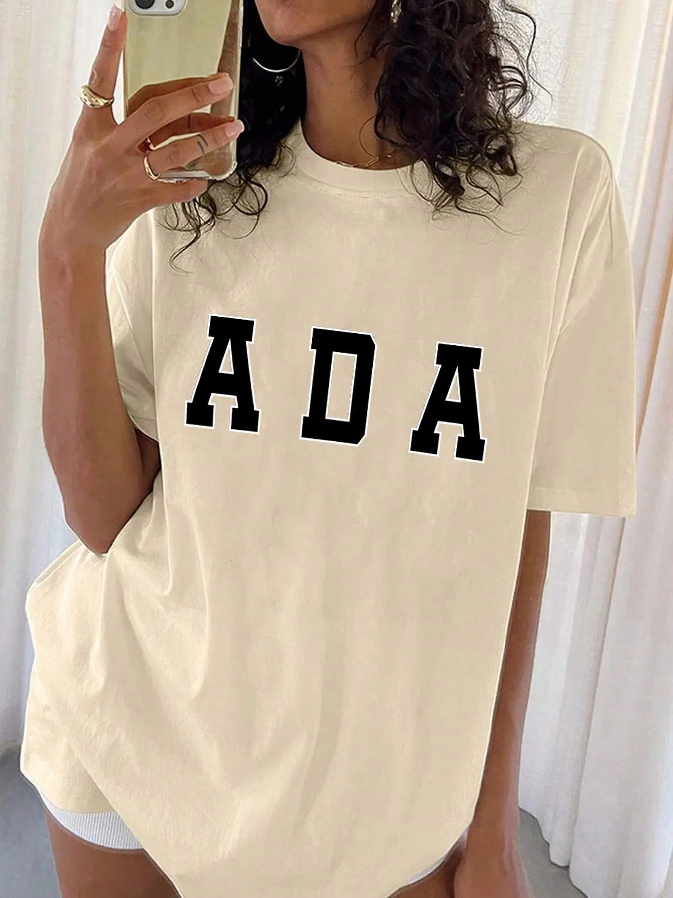 Women'WB shield Solid / Letter Print Round Neck Tee, Casual Short Sleeve Crew Neck T-shirt for Daily Wear, Ladies TNF for...