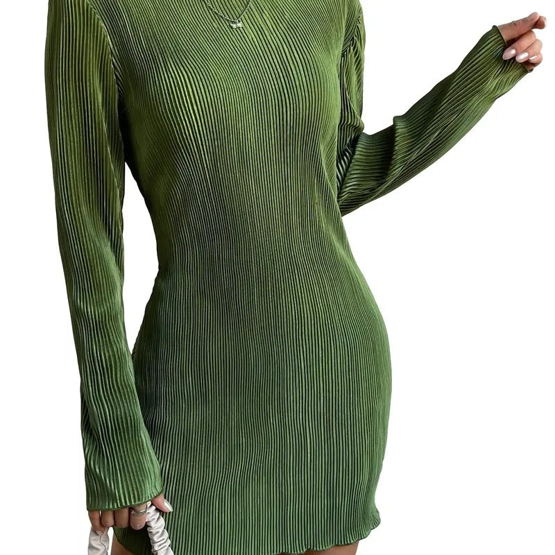 Lettuce Trim Boat Neck Dress Elegant Bodycon Long Sleeve Pencil Mini Dress T-Shirts, Hoodie, Sweatshirt | DripVista.com