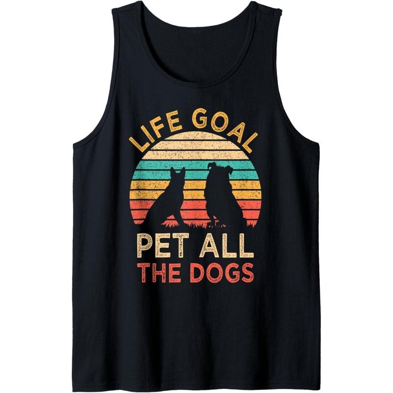 Life Goal Pet All The Dogs Funny Vintage Dog Lover Gift Tank Top Made in USA T-Shirts, Hoodie, Sweatshirt | DripVista.com