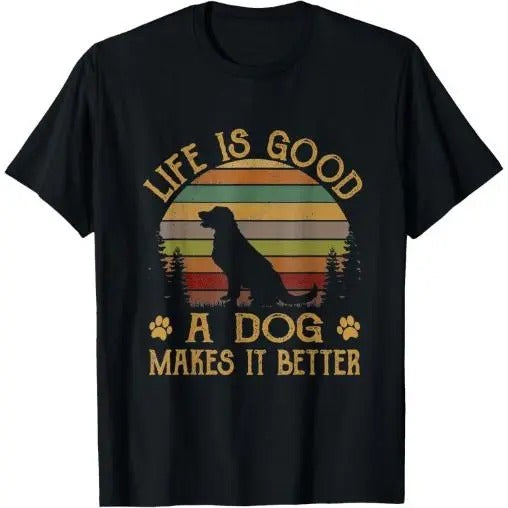 Life Is Funny Good A Dog Makes It Better Vintage T-Shirt Made in USA Hoodie, Sweatshirt | DripVista.com