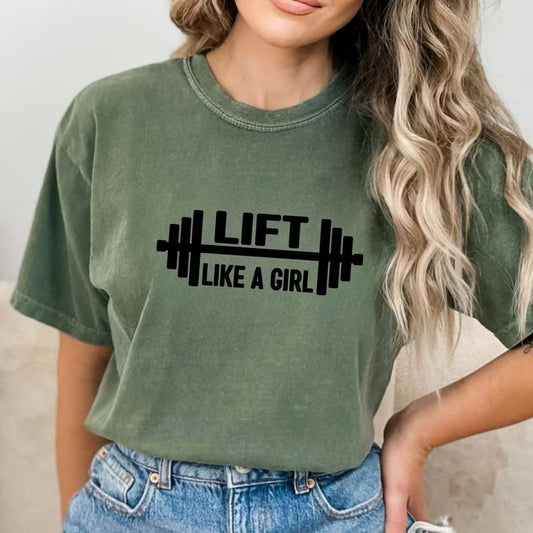 Lift Like A Girl Tee, Funny Workout Graphic Tee Women, Lifting Unhinged Shirts For Women, Gym Lover Shirt For Women, Workout Outfit, Fitness Outfit, Women's Tops, Womenswear, Cotton Fabric Relaxed Fit Chic Style