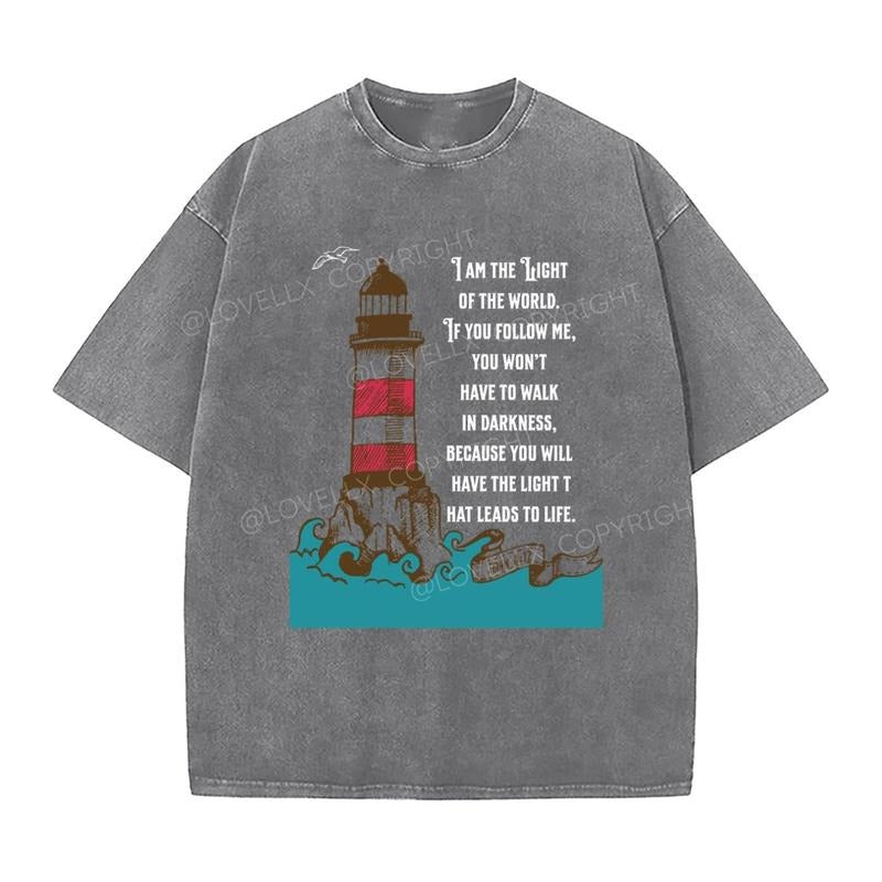 Light Of The World Unixes Washed T-Shirt, Christian Jesus  t shirts, Vintage 90s Graphic Tee Gift Cotton Top, Mineral...