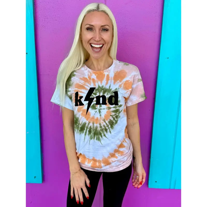 Lightning Bolt Kind Tie-Dye Tee Hoodie, Sweatshirt | DripVista.com