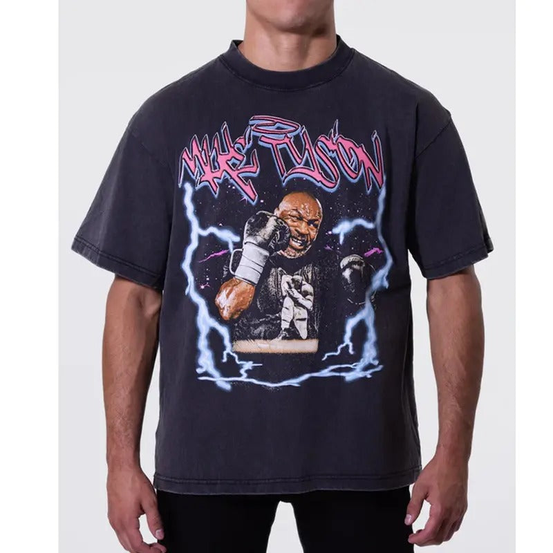 Lightning Strike Tyson Mike Graphic Tee Tops Underwear Crewneck Menswear T Shirt Hoodie, Sweatshirt | DripVista.com