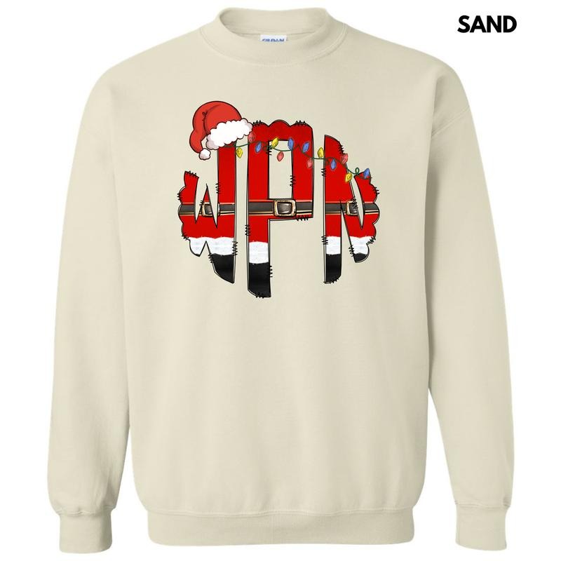 Lights & Hat Santa Outfit Monogram Sweatshirt 'NLB' T-Shirts, Hoodie | DripVista.com
