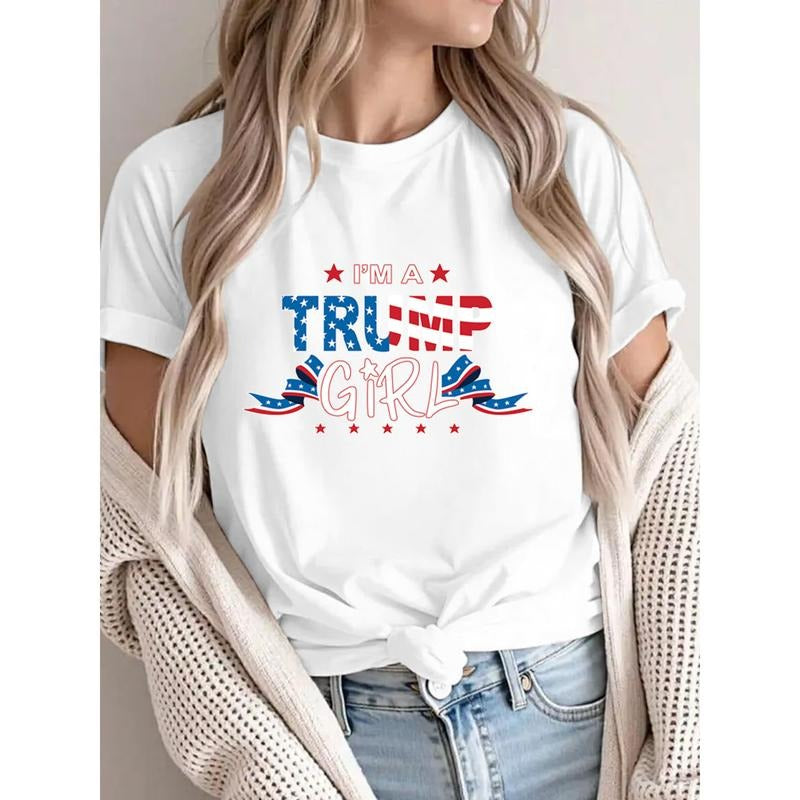 Lightsaber brand - Shirt with Patriotic "Swoosh'Bat brand WB shield Trump Girl" Slogan Gunpla brand Lightsaber brand