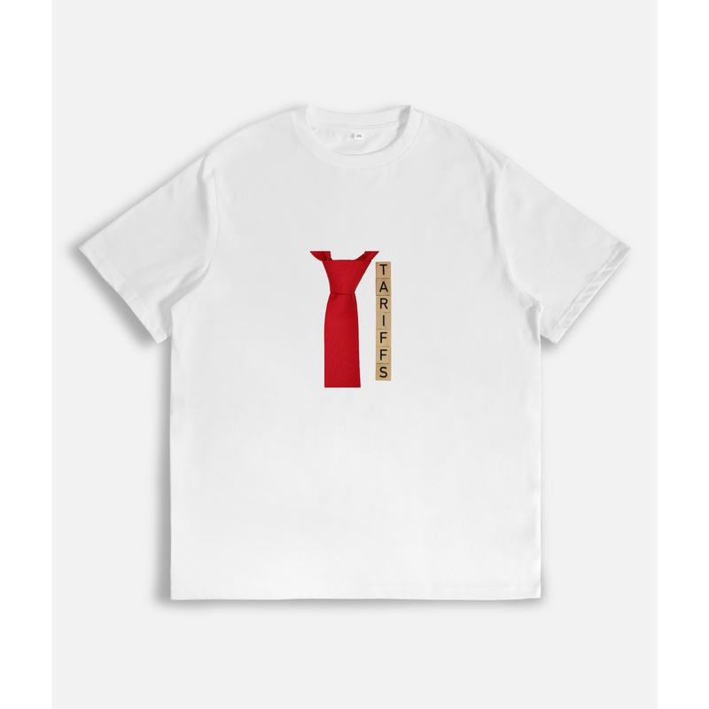 Lightsaber brand - Shirt with Red Tie Graphic Gunpla brand "TARIFFS" Text Design style 02