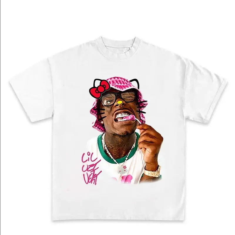 Lil Uziii Kitty Pink Rap Tee Cotton Fabric Hoodie, Sweatshirt | DripVista.com