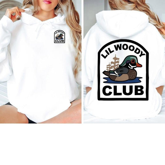 Lil Woody Club Hoodie . Unique Wooden Duck Icon Classic Cotton Fabric - Soft, Menswear
