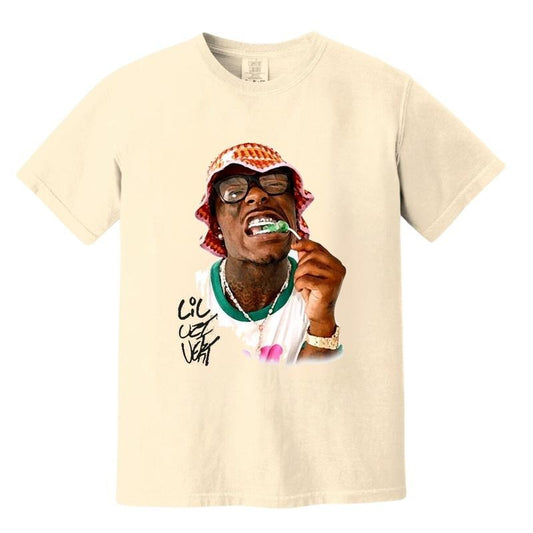 Lill Uziii Vert Unisex Classic T-Shirt in Cotton Jersey, Normal Type and Sheer. Collar Knit